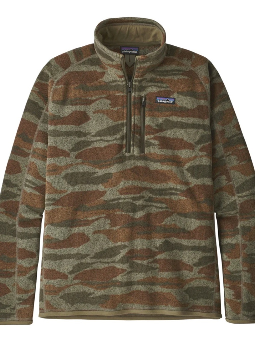 Patagonia Camo men’s better sweater 1/4 -Zip Fleece Pullover - Olive & Brown